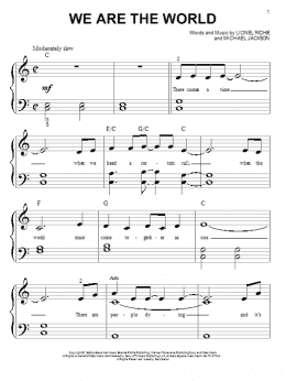 page one of We Are The World (Big Note Piano)