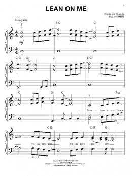 page one of Lean On Me (Big Note Piano)