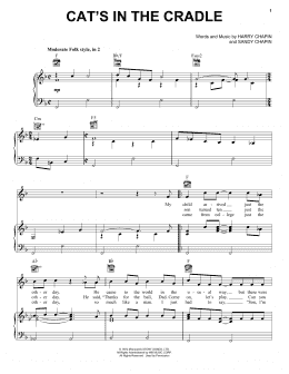 page one of Cat's In The Cradle (Piano, Vocal & Guitar Chords (Right-Hand Melody))