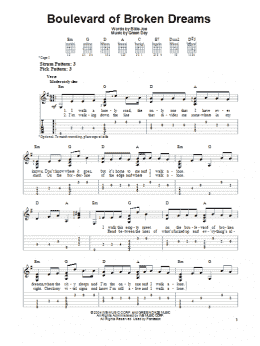 page one of Boulevard Of Broken Dreams (Easy Guitar Tab)