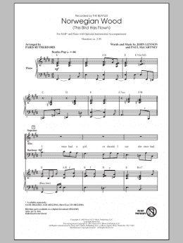 page one of Norwegian Wood (This Bird Has Flown) (SAB Choir)