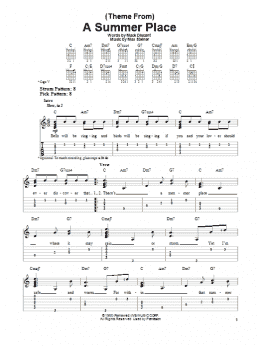 page one of (Theme From) A Summer Place (Easy Guitar Tab)