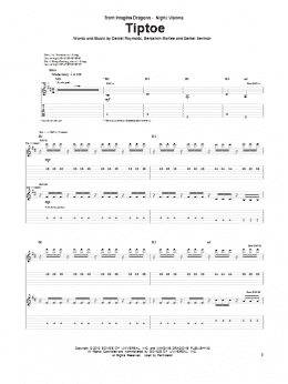 page one of Tiptoe (Guitar Tab)