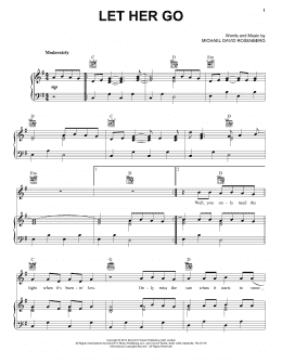 page one of Let Her Go (Piano, Vocal & Guitar Chords (Right-Hand Melody))