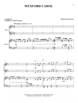 page one of Wexford Carol (Piano Duet)