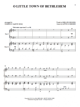 page one of O Little Town Of Bethlehem (Piano Duet)