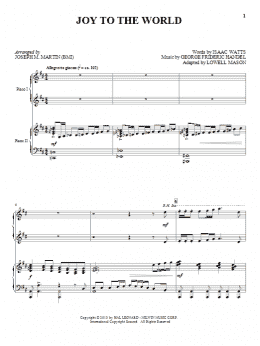 page one of Joy To The World (Piano Duet)