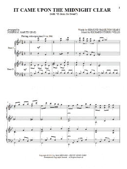 page one of It Came Upon The Midnight Clear (Piano Duet)