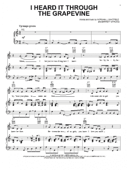 page one of I Heard It Through The Grapevine (Piano, Vocal & Guitar Chords (Right-Hand Melody))