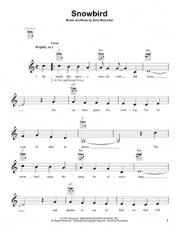 page one of Snowbird (Ukulele)