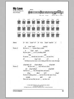 page one of My Love (Guitar Chords/Lyrics)