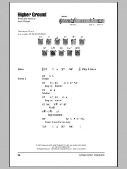 page one of Higher Ground (Guitar Chords/Lyrics)