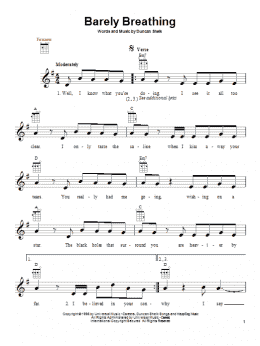 page one of Barely Breathing (Ukulele)