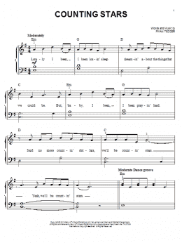 page one of Counting Stars (Very Easy Piano)