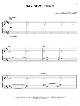 page one of Say Something (Very Easy Piano)