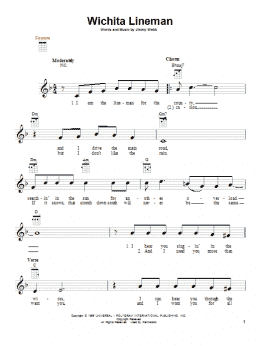 page one of Wichita Lineman (Ukulele)