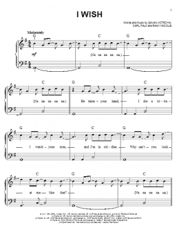 page one of I Wish (Easy Piano)