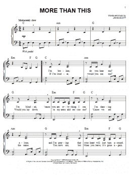 page one of More Than This (Easy Piano)