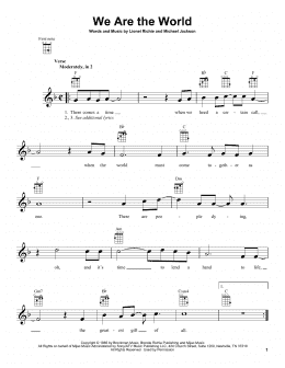 page one of We Are The World (Ukulele)