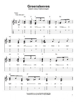 page one of Greensleeves (Ukulele)