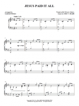 page one of Jesus Paid It All (Piano Solo)