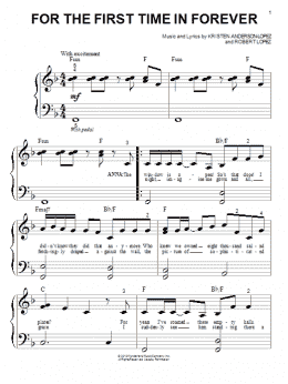 page one of For The First Time In Forever (from Frozen) (Big Note Piano)