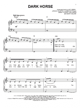 page one of Dark Horse (Easy Piano)