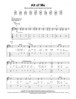 page one of All Of Me (Easy Guitar Tab)