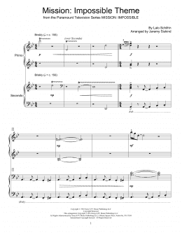 page one of Mission: Impossible Theme (Piano Duet)