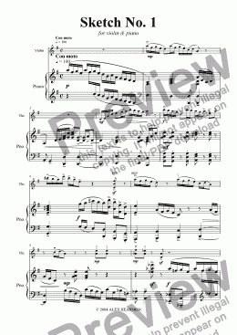 page one of Sketch No. 1 for Violin & Piano