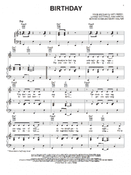 page one of Birthday (Piano, Vocal & Guitar Chords (Right-Hand Melody))