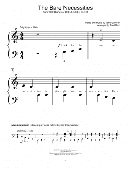 page one of The Bare Necessities (Educational Piano)