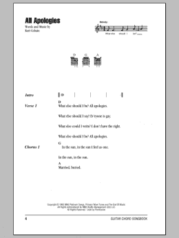 page one of All Apologies (Guitar Chords/Lyrics)