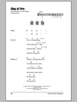 page one of Ring Of Fire (Guitar Chords/Lyrics)