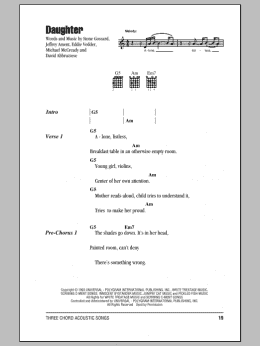 page one of Daughter (Guitar Chords/Lyrics)