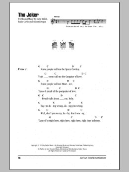 page one of The Joker (Guitar Chords/Lyrics)