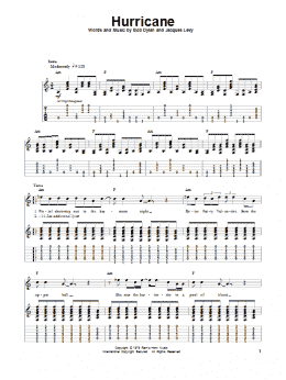 page one of Hurricane (Guitar Tab (Single Guitar))