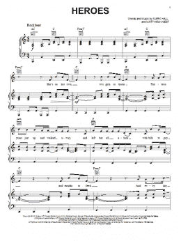 page one of Heroes (Piano, Vocal & Guitar Chords (Right-Hand Melody))