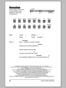 page one of Moonshine (Guitar Chords/Lyrics)