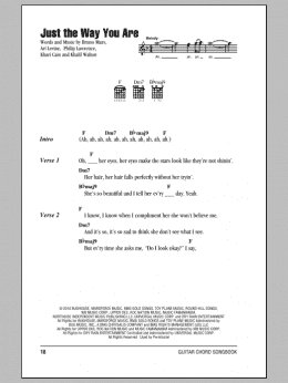 page one of Just The Way You Are (Guitar Chords/Lyrics)