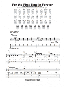 page one of For The First Time In Forever (from Frozen) (Easy Guitar Tab)