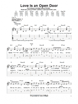 page one of Love Is An Open Door (from Frozen) (Easy Guitar Tab)