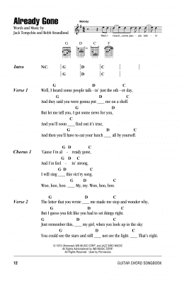 page one of Already Gone (Guitar Chords/Lyrics)