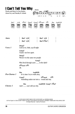 page one of I Can't Tell You Why (Guitar Chords/Lyrics)