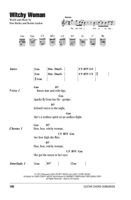 page one of Witchy Woman (Guitar Chords/Lyrics)