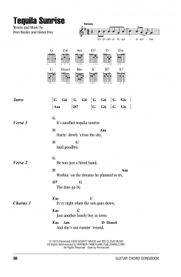 page one of Tequila Sunrise (Guitar Chords/Lyrics)