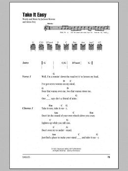 page one of Take It Easy (Guitar Chords/Lyrics)