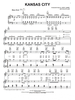 page one of Kansas City (Piano, Vocal & Guitar Chords (Right-Hand Melody))