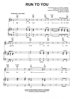 page one of Run To You (Piano, Vocal & Guitar Chords (Right-Hand Melody))