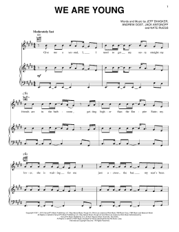 page one of We Are Young (Piano, Vocal & Guitar Chords (Right-Hand Melody))